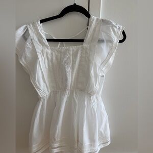 White Cotton Ruffled Sleeveless Blouse by Net Quittez pas. Size S.